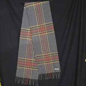 Foxford X.Long Lambswool Made in Ireland Scarf - Gray Plaid Scarf - 11 1/2" x 76